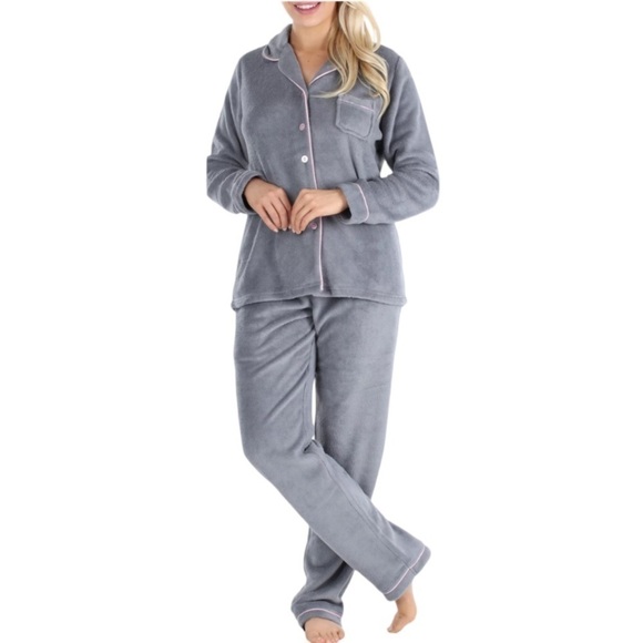 Frankie & Johnny Plush Pajamas Gray Size Large - Picture 1 of 12